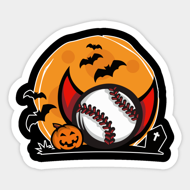 Funny Vampire Dracula Baseball Halloween Gift For Baseball Lovers Sticker by BadDesignCo